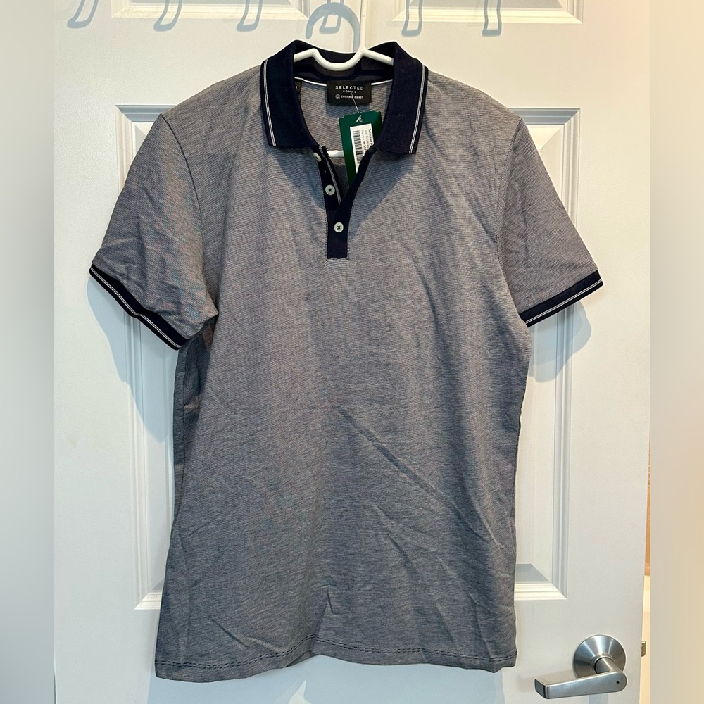 Selected Homme Navy & White Polo